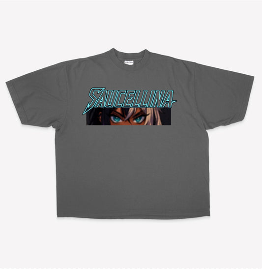 Saucellina Pixelated Anime Eyes Tee | Drop Shoulder